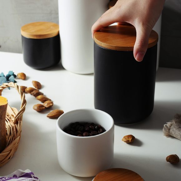 Kitchen ceramic wooden lid sealed storage jar - Image 6