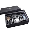 CSB Shaving Set Double Edge Safety Shaving Razor Men Badger Hair Brush Chrome Stand Mug Bowl Soap Kit 10 Free Blades