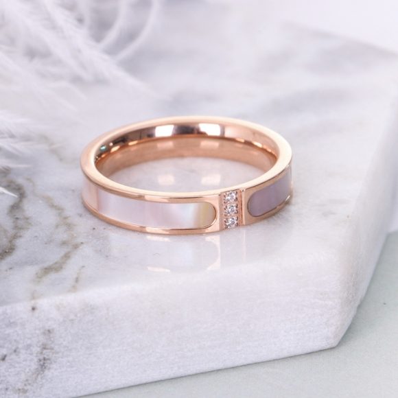 Fashion three diamond inlaid shell ring - Image 6