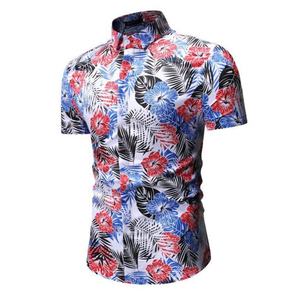 Men's Summer Beach Short-sleeved Floral Shirt - Image 5
