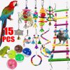 Parrot Combination Toy 10-Piece Set Wooden Bead Rotating Ladder Swing Stand Wooden Ladder Sepak Takraw Chewing Toy - Image 4