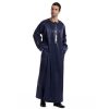 Ethnic Stitching Contrast Color Men's Robe - Image 5