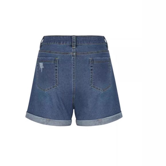 Straight Slim-fit Worn-out Curling Denim Shorts - Image 5