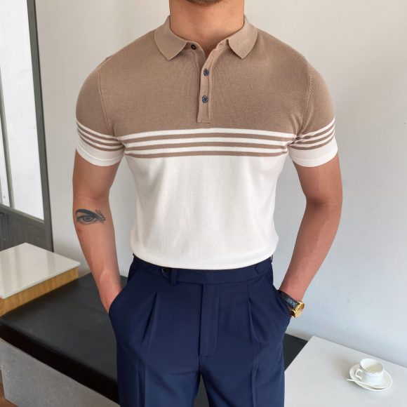 Casual Striped Thin Short-sleeved Polo Shirt - Image 8