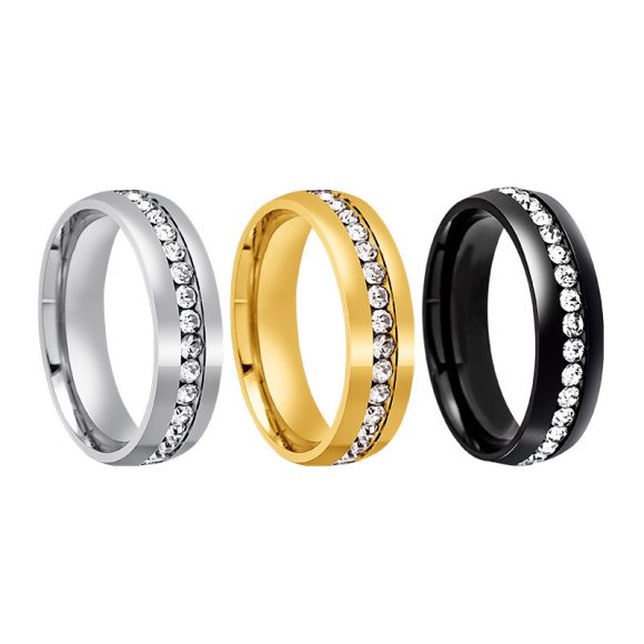 Personalized Fashion Single Row Diamond Ring Stainless Steel - Image 2