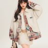 Jacquard Splicing Motorcycle PU Leather Jacket - Image 6