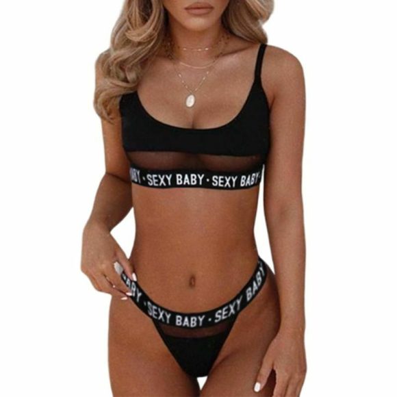 Sexy openwork letters split bikini - Image 7