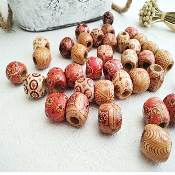 Vintage printed wooden beads - Image 6