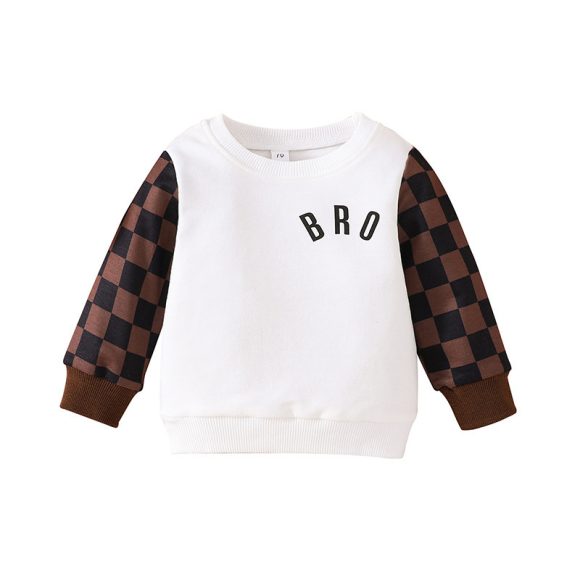 Infants And Toddlers Fall Long-sleeved Tops Fashion Plaid Sweatshirt - Image 3
