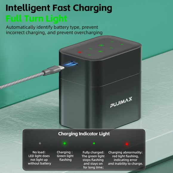 Eight-slot AA Smart Charging Bin Type-c Port 8 Tablets No 5 3400Mwh Lithium Battery Charger Suit - Image 3