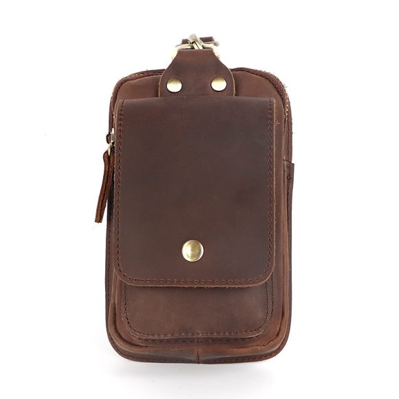 Crazy Horse Leather Men's Belt Bag First Layer Cowhide Mobile Phone Waist Of Trousers Pannier Bag - Image 4