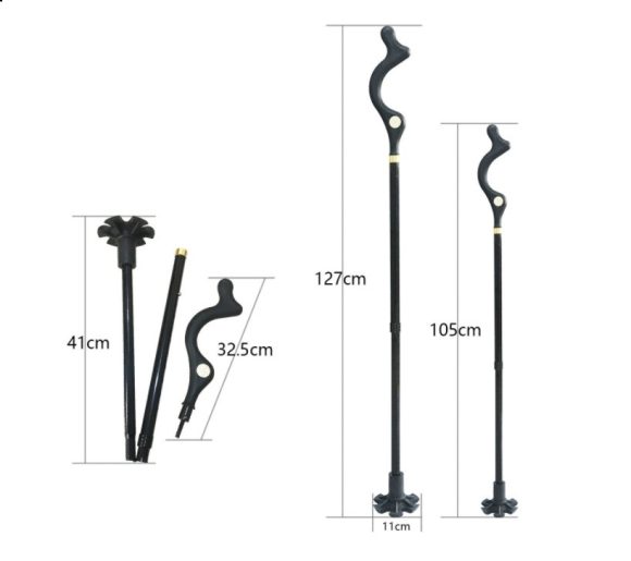 Telescopic Stick Stool Folding Handle Walking Stick - Image 2