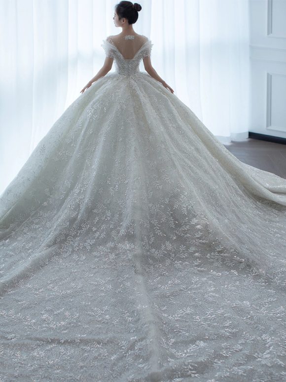 Off Shoulder French Main Wedding Dress - Image 4