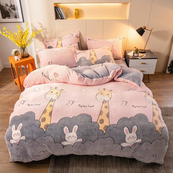 Four-piece Bedding With Velvet Sheets To Keep Warm Milk Velvet - Image 8