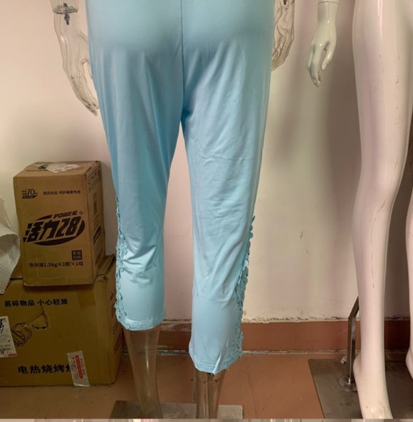 Women's Casual Lace Stitching Cropped Pants - Image 2