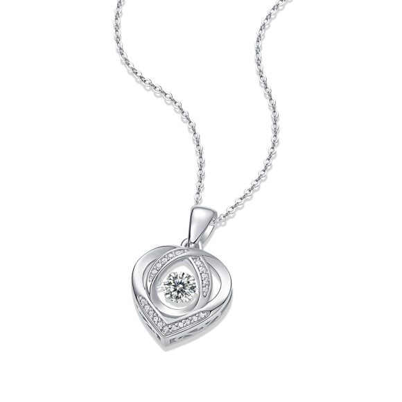 Heart To Have Your Luxurious Fashion Diamond Pendant Necklace Set With Mosan Diamond Silver Ornaments - Image 3