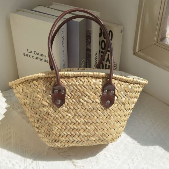 Hand-woven Water Grass Handbag Vintage Shopping Basket Bag - Image 6