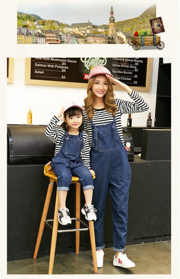 Fashion mother and daughter jeans with straps - Image 3