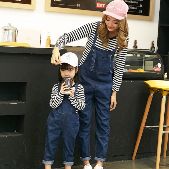 Fashion mother and daughter jeans with straps - Image 4