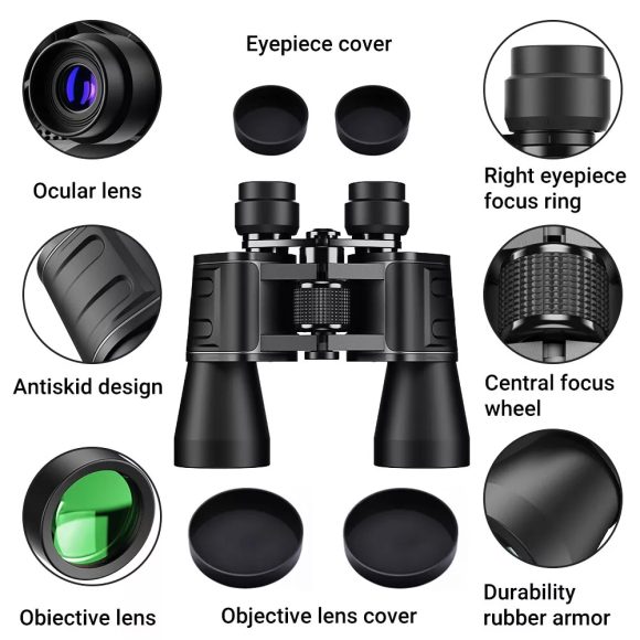 180x100 High Power Military Binoculars Day Night Vision Compact Waterproof Binoculars For Bird Watching Hunting Travel Football Games Stargazing With Carrying Case And Strap - Image 2