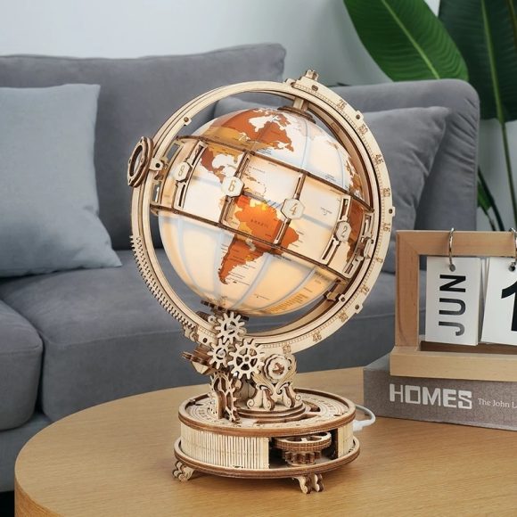 Robotime ROKR Luminous Globe 3D Wooden Puzzle Games Assemble Model Buliding Kits Toys Gift for Children Boy Support DropShipping - Image 3