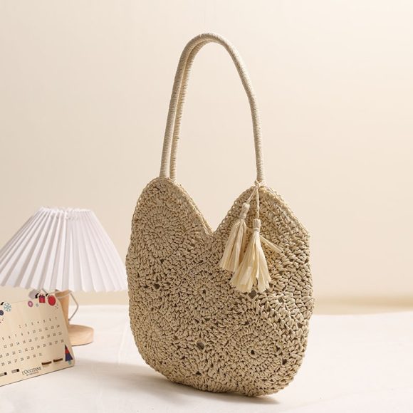 Hollow Tassel Straw Bag Large Capacity Shoulder Woven Bag - Image 3