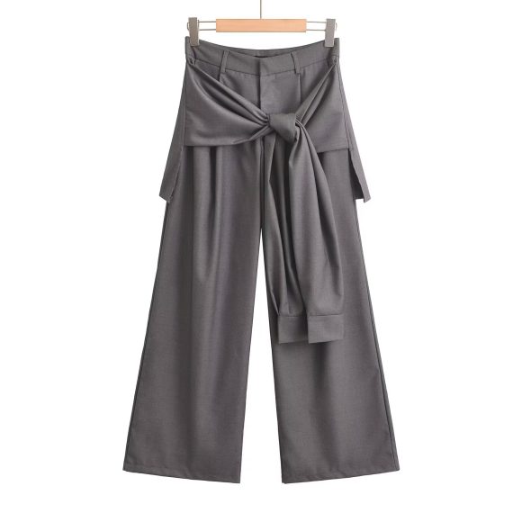 Women's Design Fake Two-piece Lace-up Wide-leg Pants - Image 4