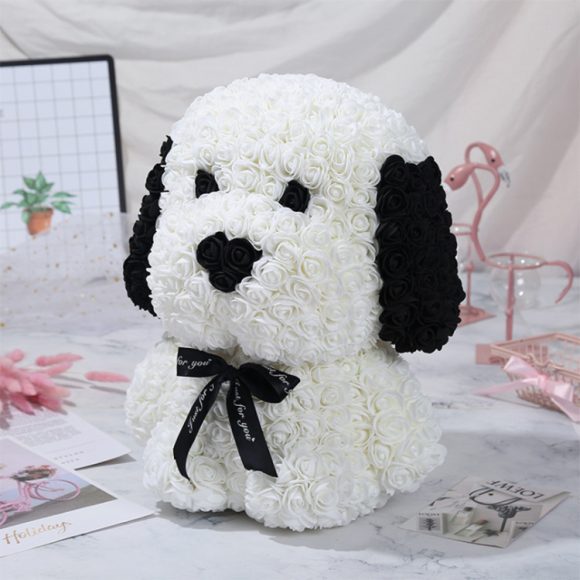 Valentine's Day Rose Pug Soap Flower Creative Gift Rose Bear Dog - Image 3