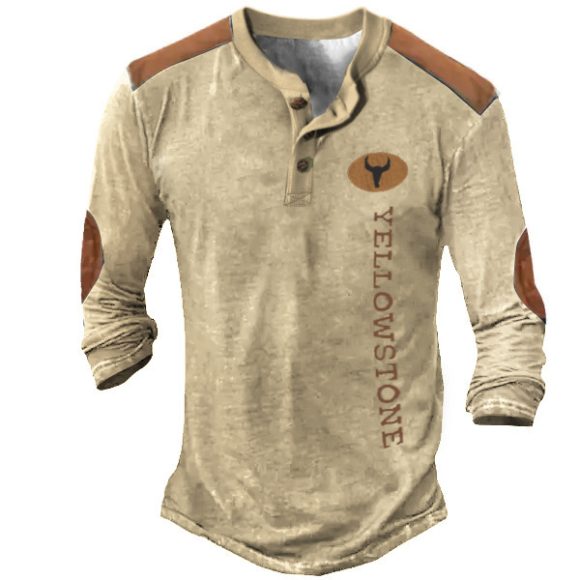 Men's Henley Shirt T-shirt Solid - Image 6