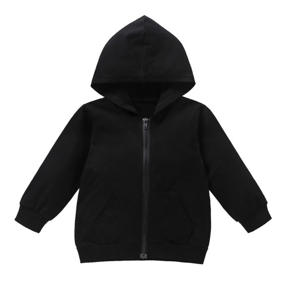 Children's Black Back Letter Cotton Sweater Coat - Image 7