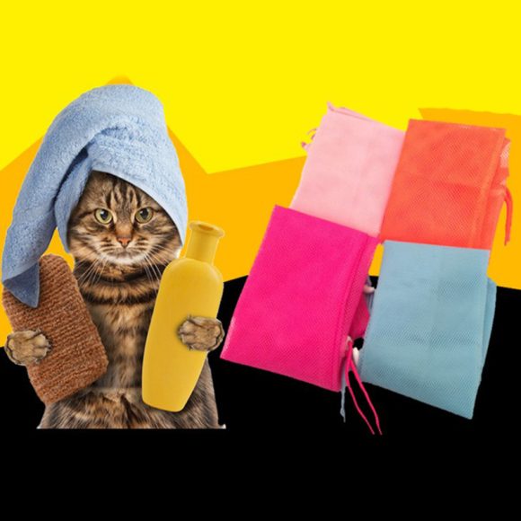 Pet Soft Cat Grooming Bag Adjustable Multifunctional Polyester Cat Washing Shower Mesh Bags Pet Nail Trimming Bags - Image 4