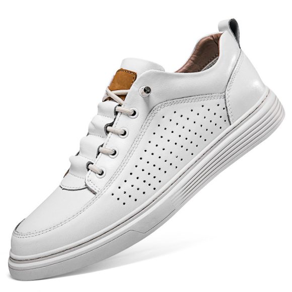 Men's Plus Size Leather Skateboard Shoes Retro Punching Soft Shoes - Image 2
