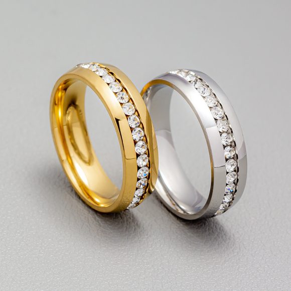 Personalized Fashion Single Row Diamond Ring Stainless Steel - Image 3