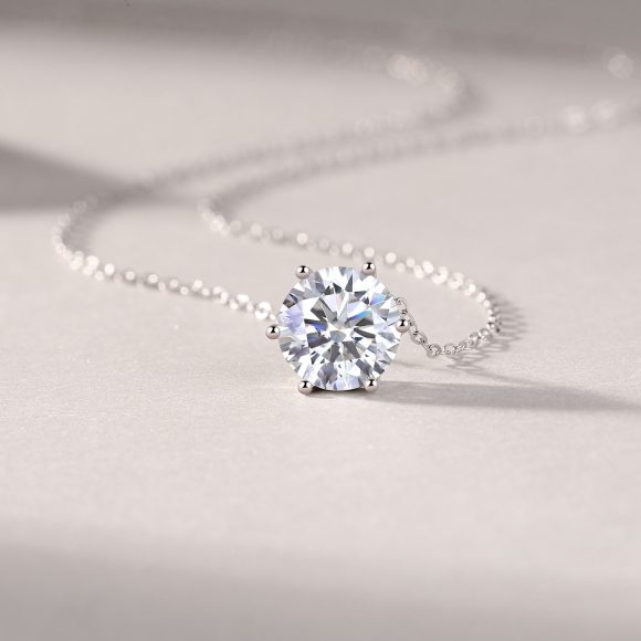 Afternoon Rose Luxury Fashion Diamond Pendant Necklace Set With Mosan Diamond Silver Ornaments - Image 3