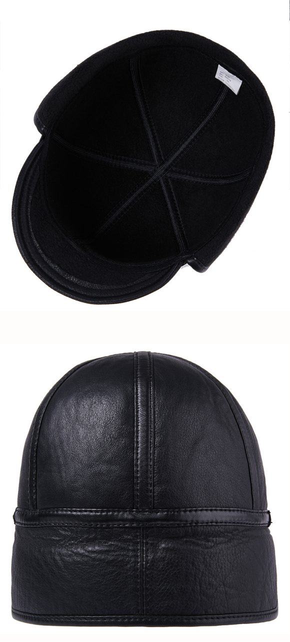 Casual Leather Men's Winter Sheepskin Velvet Thermal Outdoor Hat - Image 10