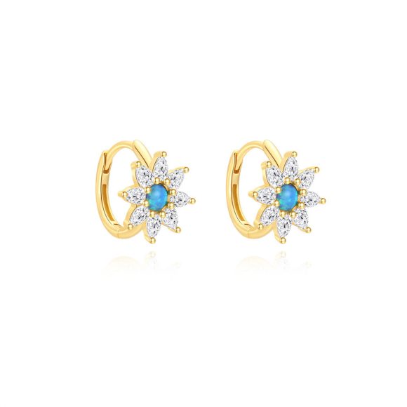 Sterling Silver Blue Opal Water Drop Zircon Earrings - Image 4