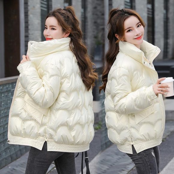 Women's Cotton-padded Coat Korean Style Quilted Jacket Stand Collar Cotton-padded Jacket - Image 7