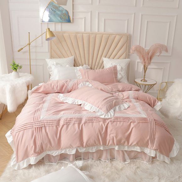 Lace Bed Skirt Quilt Cover Girl Heart Household Bedding Korean Princess Style Four-piece Quilt Cover - Image 2