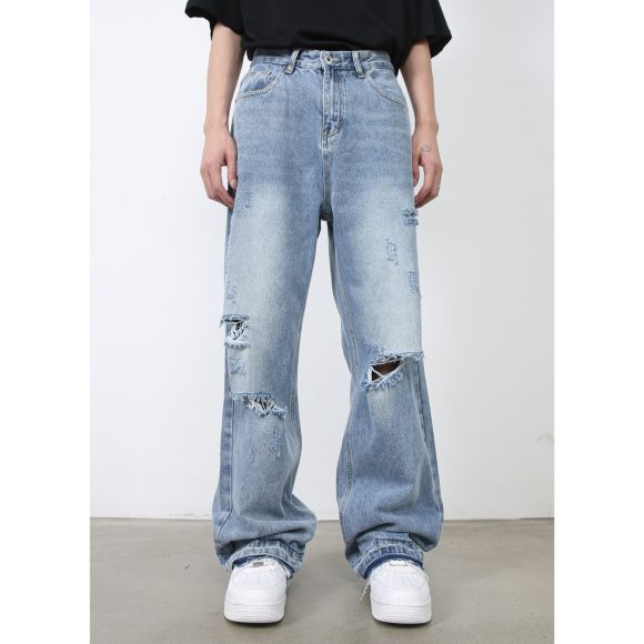 American Retro High Street Fashion Brand Ripped Jeans For Men - Image 4
