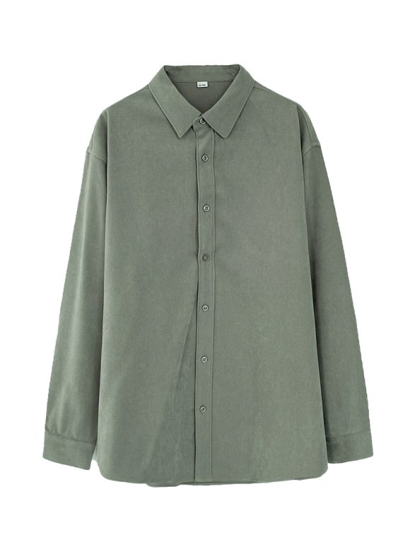 Loose Solid Color Long Sleeve Shirt For Men - Image 2
