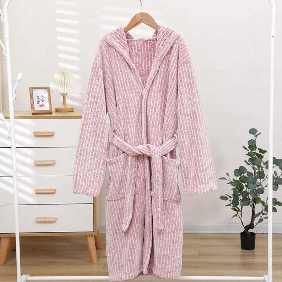 Thicken And Lengthen Coral Fleece Bathrobe Plus Size Pajamas Homewear - Image 3