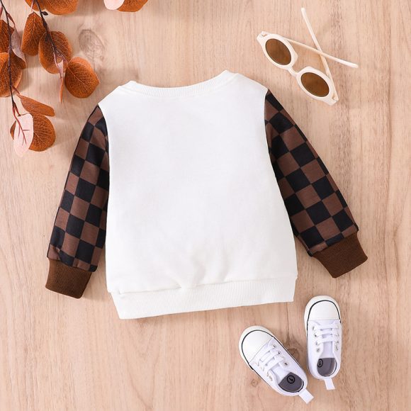 Infants And Toddlers Fall Long-sleeved Tops Fashion Plaid Sweatshirt - Image 2