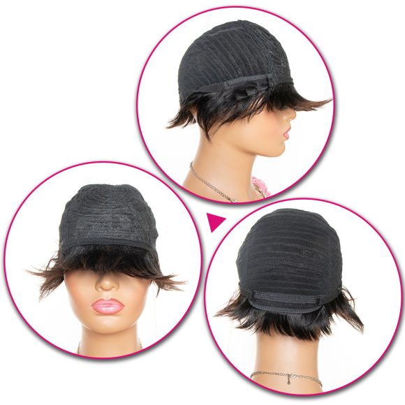 Short Pixie Cut Human Hair Wig With Bang - Image 2