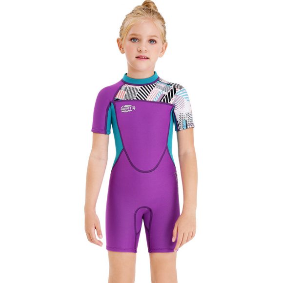 Girls Snorkeling, Surfing, Sunscreen And Cold-Proof Autumn And Winter Short-Sleeved Swimwear - Image 3