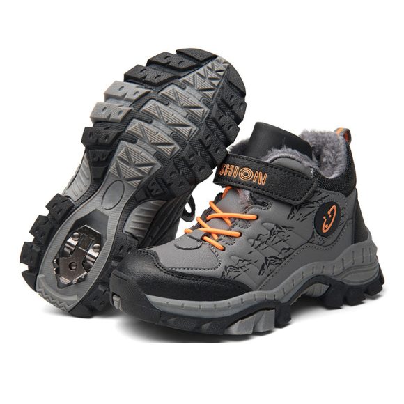 Children's Cotton Shoes Boys Two Cotton Large Cotton Hiking Shoes - Image 5