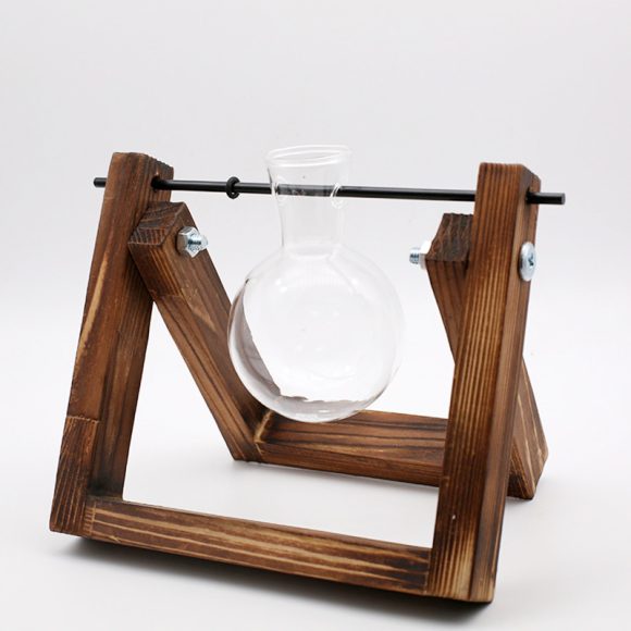 Swing Wooden Stand Hydroponic Plant Container Glass Vase - Image 7