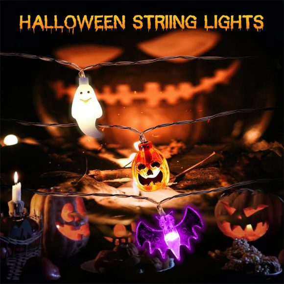 LED Halloween Pumpkin Spider Bat Skull String Light Lamp Home Garden Party Outdoor Halloween Decoration Lantern Light - Image 2
