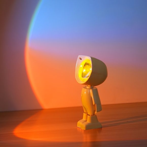 Rainbow Sunset Light Projector Lamp Atmosphere Led Night Light Romantic Mood Light Projector For Home Room Background Wall Decor Cute Robot Night Light Perfect For Home Decor - Image 5