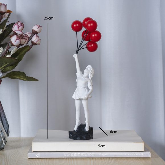 Little Girl With Balloon Art Sculpture Living Room Decorations Decoration Resin - Image 3