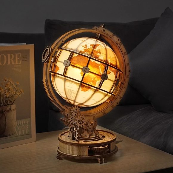 Robotime ROKR Luminous Globe 3D Wooden Puzzle Games Assemble Model Buliding Kits Toys Gift for Children Boy Support DropShipping - Image 2
